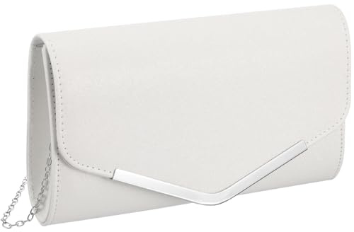 Holibanna Bolso de mano blanco para mujer, bolso de mano de noche, bolso de mano para mujer, cadena cruzada para mujer, boda, fiesta, bolso pequeño, White, 33 EU