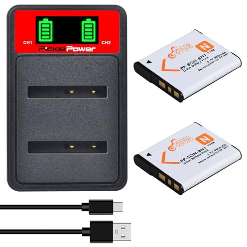 Pickle Power 2Pcs NP-BN NP-BN1 Battery with Dual Charger for Sony DSC-W800 DSC-W830 DSC-WX220 DSC-W810 DSC-W320 DSC-QX100 DSC-QX10