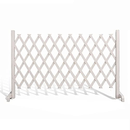 Einziehbarer Gartengitterzaun – Haustiertor aus Holz, erweiterbares Zauntor, freistehender Zaun-Sichtschutz, für Gartenterrasse, dekoratives Pflanzenklettern (weiß 250 x 120 cm)
