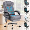 ALFORDSON Bürostuhl mit ergonomischer Lordosenstütze, Schreibtischstuhl mit Armlehne und Rückenlehne, Drehstuhl mit Massagefunktion, Leinenstoff, höhenverstellbar, Grey, Leinen