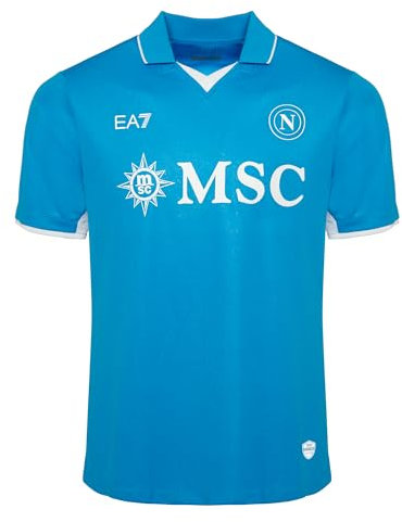 SSC Napoli Maglia Gara Home Junior, EA7 Prodotto Ufficiale, Maglia Ufficiale Calcio Bambini 2024/2025-10 Anni
