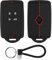 Coque clé de Voiture pour Re-Nault Clio Megane Koleos Kadjar Kangoo Twingo Talisman Captur Espace Dacia Duster, 4 Boutons Silicone Voiture Protection étui Souple Coque Cle(Rouge, avec Corde à Clés)