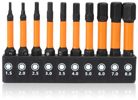 Sechskant Bit Set Lang 50mm Hex Schlagschrauber Bit Sets 10 Stk Magnetische Sechskant Schraubendreher Bits H1,5 H2 H2,5 H3 H3,5 H4 H5 H6 H7 H8