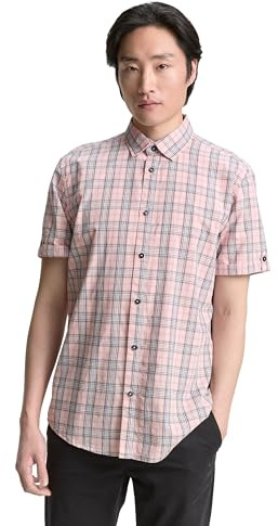 TOM TAILOR Herren Regular Fit Kurzarmhemd mit Karomuster
