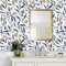 HAOKHOME Floral Self Adhesive Wallpaper Boho for Bathroom White/Navy/Tan Wall Paper Stick on Contact Paper 3m x 44.5cm
