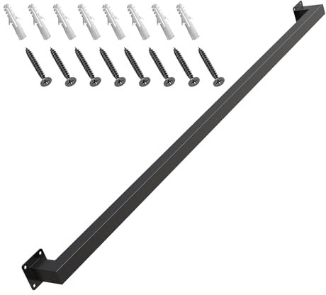 ONLT 120cm Corrimano,corrimano per Scale in Tubo di Ferro Antiscivolo, corrimano in Ferro battuto Nero, corrimano per Uomo Anziano Interno a Parete,ringhiera per corridoio di Passaggio
