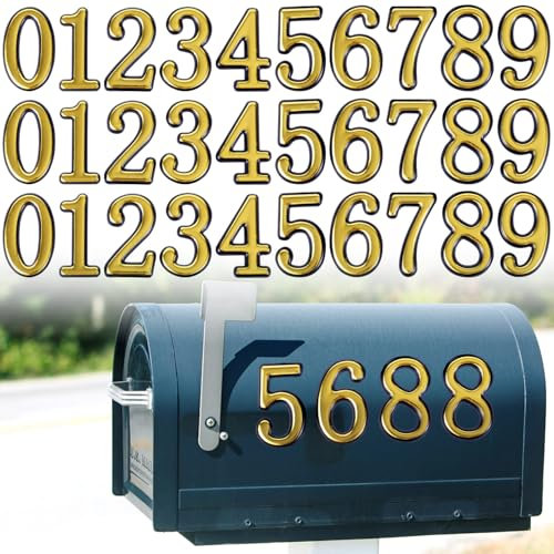 30pcs 2in Long 0-9 Reflective Mailbox Numbers for Outside, Self Adhesive House Address Numbers Sign for Door