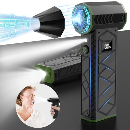 Clydek Compressed Air Duster Cleaner for PC 101m/s Airflow,200000RPM Electric Air Duster,Rechargeable Air Blower with Dual LED Lights,4-Speed Adjustment,Keyboard, Interior, Emergency Use,etc (Green)