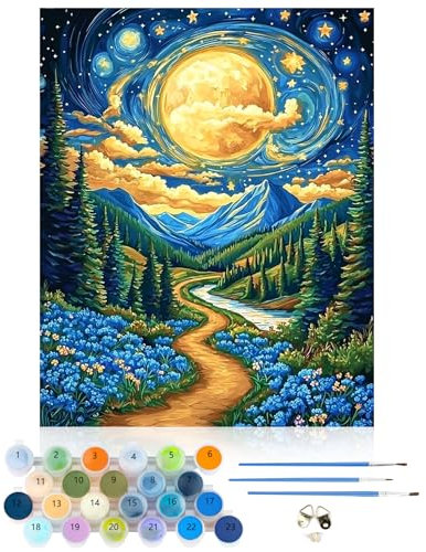 CEOVR Peinture Numero Adulte Kits,Paysage DIY Painting by Numbers,Numero D'art Adulte,Sans Cadre,40x50 cm,Route de Campagne