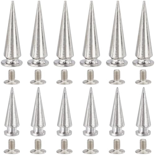 GORGECRAFT 30 Set 2 Größen 28mm 20mm Silberne Leder Punk Nieten Metallische Kegel Spike Nieten Schraubverschluss Punkrock Bullet Tree Lederhandwerk Ohrstecker Zum Anschrauben Kegel Nieten Für Lederb