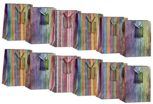 Laro Medium Geschenktüten 10-100 Stk, Anzahl:96, Muster Tüten:Streifen Bunt Medium
