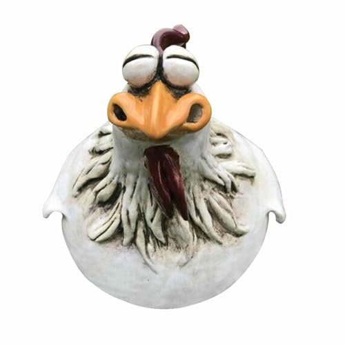 Generisch Gartendeko Für Draußen Wetterfest, Zaunhocker Keramik, Zaunhocker Figuren Wetterfest, 3pcs Hühner Deko, Keramik Huhn Tierfigur Gartenstecker Keramikfigur Handarbeit Ornament.
