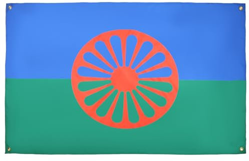 AZ FLAG Drapeau Gitan voyageur 150x90 cm avec 4 oeillets, Pavillon Gypsy pour balcon ou mur