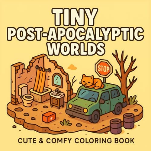 Tiny Post-Apocaliptic Worlds: A Dark Sci-Fi Coloring Book for Adults Featuring Dystopian Miniature Landscapes, Ruins, and Surreal Futuristic Worlds