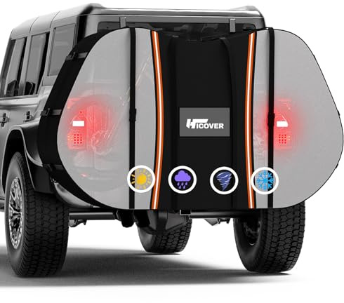 Bike Cover for Transport 2 Bikes Hicover 600D Travel Bike Covers for 2 Bikes on Rear Bike Rack Heavy Duty Waterproof Outdoor Full Bicycle Rack Cover on Car Hitch Storage (Black - Visible, L-1 Bike)