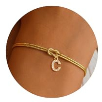RMMD Gold Bracelet for Women 18K Gold Plated Letter C Initial Bracelet Snake Chain Love Knot Infinity Charm Bracelets Gold Jewelry Jewellery Bridesmaid Gift Birthday Christmas Gifts for Women Girls
