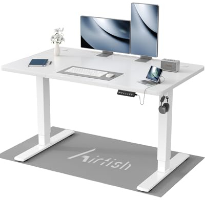 Airfish Höhenverstellbarer Schreibtisch 120x60cm, Kinder Schreibtisch Höhenverstellbar Elektrischer mit Memory-Funktion, Bürotisch Höhenverstellbar für Home Office Steh-Sitz Tisch Standing Desk Weiß