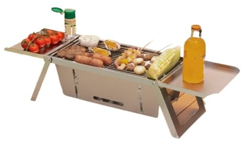 Charcoal 304 Stainless Steel Foldable Portable Mini Outdoor BBQ Grill, Small Compact Grille for 3-5 People(Medium)