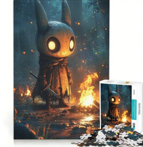 1000-teiliges Puzzle für Erwachsene Hollow Knight-Charakter im Feuer Unmögliches Spiel Stressabbau Einzigartiges Geburtstags 38x26cm