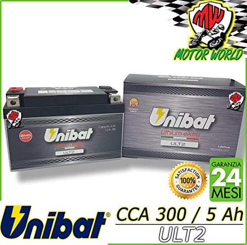 ULT2 BATTERIA UNIBAT AL LITIO CCA 300 GARANZIA 2 ANNI YT7B-BS YT9B-BS YT12B-BS YT14B-BS YTZ10S-BS YTZ12S-BS YTZ14S-BS YB16AL-A2 YTX9-BS YTX12-BS YT12A-BS YT12B-BS