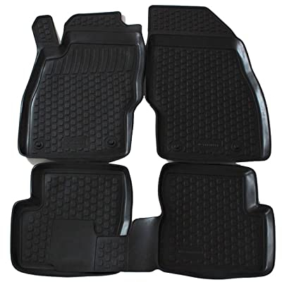 J&J AUTOMOTIVE | 3D Automatten Gummi Matten Gummifußmatten TPE Passend Für Corsa D 2006-2014, Schwarz, Anti-Rutsch, Allwetter, 4Tlg Satz, Hohes Rand