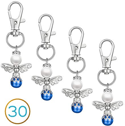 Blau Gastgeschenke Taufe Hochzeit 30 Stück Gastgeschenke Hochzeit Schutzengel Schlüsselanhänger für Kommunion Konfirmation Geschenk Party Mitbringsel Weihnachten Gäste Baby Shower Party