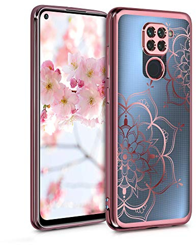 kwmobile Case kompatibel mit Xiaomi Redmi Note 9 - Hülle Handy - Handyhülle Blumen Zwillinge Rosegold Rosegold Transparent