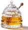 PAULSWAY Crystal Honey Jar with 2 Dippers, Handmade Beehive Honey Jar with Dipper, Honey Pot and Lid