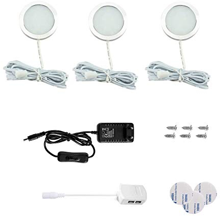 Vlio Unterbauleuchte Küche LED 3er Set, LED Schrankleuchten, Vitrinenbeleuchtung Kaltweiß, 7.5W 750LM Küchenlampen DC 12V für Kabinett Schränke Weinschrank Kleiderschrank