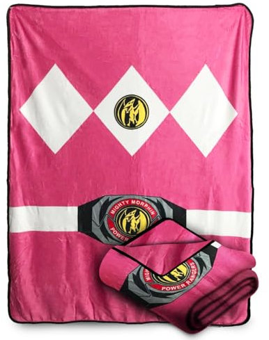 Surreal Entertainment Bazillion Dreams Mighty Morphin Power Rangers Fleece-Überwurfdecke für Kinder und Erwachsene, Pink