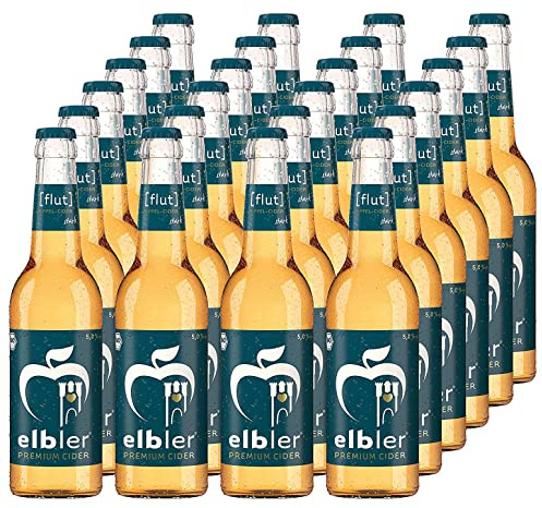 Elbler Cider Flut, Apfel Cider, 5.0% Vol., 0,33 l, inkl. 1,92€ Pfand, Frisch-Herb, 24-er Pack, Apfelwein, Glutenfrei & Vegan, Handgemacht aus 100% Bio-Äpfeln, ohne Zusatzstoffe, Kalorienarm