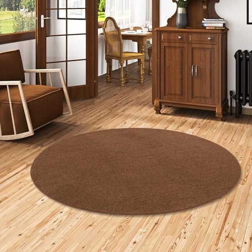 Snapstyle Trend Velours Teppich Joy Braun Rund in 7 Größen