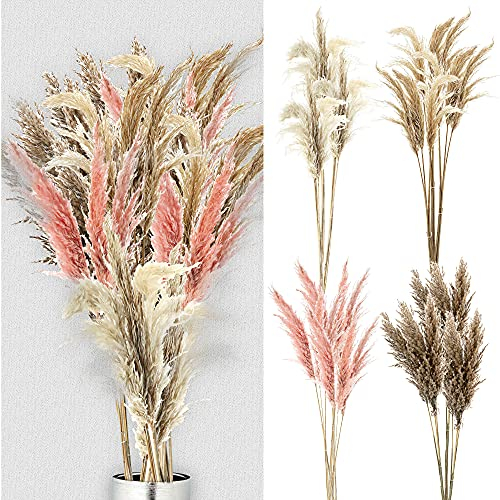 Cepewa Pampasgras 4 Farben 12er Set │ Dekogras H90-100cm │ Trockenblume Wedel Kunstgras (1 x 12er Set Pampasgras 90-100 breit)