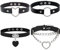 Conruich 4 Stück Leder Choker Damen Herz Anhänger Choker Einstellbar PU Leder Halskette Set Metall Ring Halsband Schwarz Punk Rock Gothic Halsband Kragen mit Kreis Herz für Frauen Zubehör