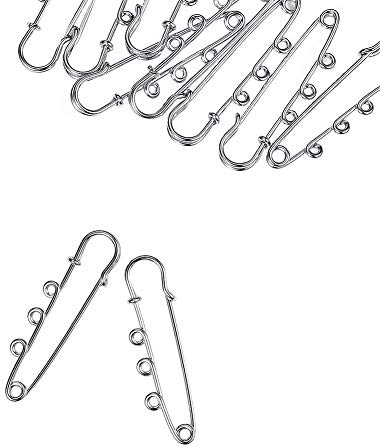 Airssory 10 Pcs 52mm (2 ) 3 Trous Broche en Métal Épingles De Sécurité Attaches Jupe Kilt Catch Pins Résultats pour Vêtement Art Bijoux Faire Artisanat