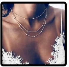 Carufin Collane multistrato Collana girocollo con perline in oro fatta a mano Gioielli a catena regolabile per donne e ragazze