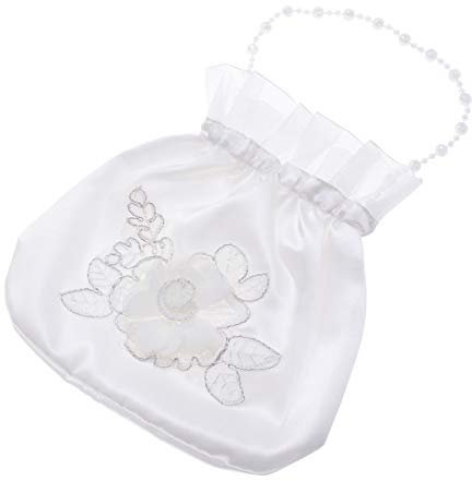 Satin Braut Hochzeit Geldbag Weiß Brauthochzeitstasche Satin Dekorierte Dolly Bag Brauttasche Handtasche für Hochzeit