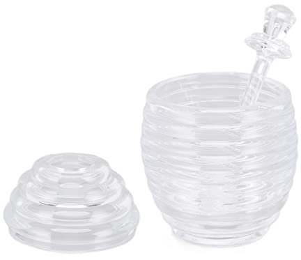 Transparent Honey Pot Plastic Bee Shape Honey Jar with Stirring Rod Home Kitchen Accessories Food Grade Plast