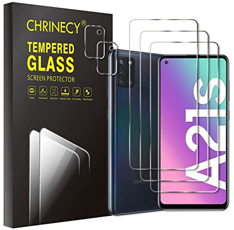 [5 Stück] 3 Stück Schutzfolie für Samsung Galaxy A21s Schutzfolie + 2 Stück Kamera Displayschutzfolie, 9H Härte, Anti-Kratz, HD-Klar, Blasenfrei, Anti-Öl, Ultrabeständig