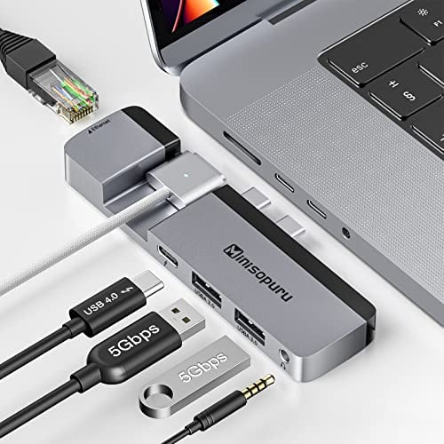 Minisopuru USB C Hub für MacBook Pro 14 16 Zoll, Multiport Adapter Mit USB4 40Gbps, USB 3.2 Hub, 100W PD, Ethernet - MacBook Docking Station Zubehör