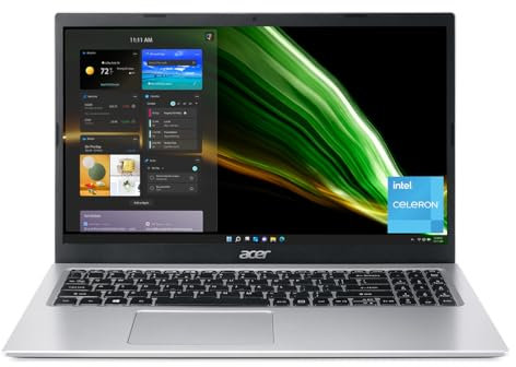Acer Aspire 1 A115-32-C96U Laptop delgada | Pantalla FHD de 15.6 pulgadas | Procesador Intel Celeron N4500 | DDR4 de 4 GB | eMMC de 128 GB | WiFi 5 | Suscripción personal de 1 año a Microsoft 365 |
