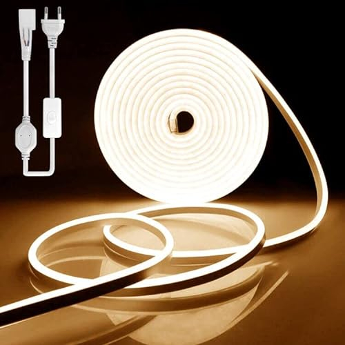 YOODI Tira LED 220V Strip Light 2M Exterior y Interior Impermeable Neón Flexible IP65 120 LED/M para Dormitorio Bar Hotel Patio Jardín Escaleras, con Adaptador y Controlador
