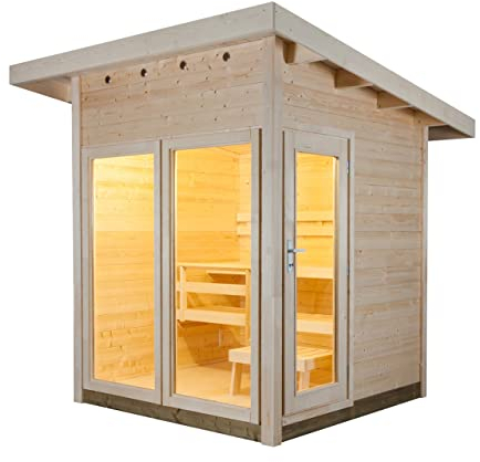 Harvia Solide Compact Vision Outdoor Sauna 203 x 203 x 270 cm Außensauna aus Fichte