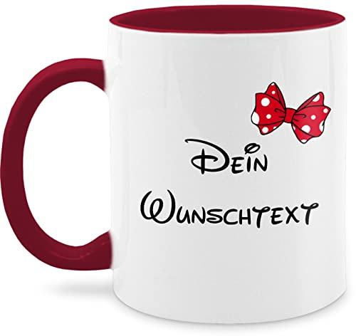 Tasse Tassen 325ml - Aufdruck selbst gestalten - Spardose Wunschtext Schleife I - 325 ml - Bordeauxrot - girlfriend mugs custom mug personalisierte freundin glühweintassen text paartassen