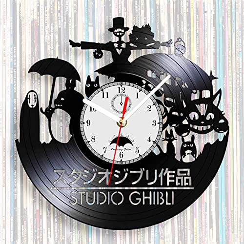 Viiluuxr Schallplatten-Wanduhr, 30,5 cm, leise, batteriebetrieben, Japanisches Anime-Cartoon-Thema, schöne Uhr, Heimdekoration, Erntedankfest, Nicht tickende Quarzuhr