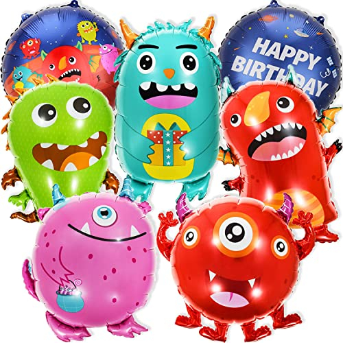 Alien Monster Geburtstags Deko Luftballon, 7 Stück Monster Heliumballons Geburtstagsdeko, Monster Folienballon Alien Theme für Kinder Geburtstagsparty Deko