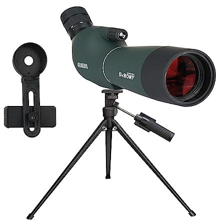 Svbony SV28PLUS Longue-Vue avec Trépied, 20-60x60mm BAK4 FMC Imperméable et Antibuée, Longue-Vue avec Adaptateur Téléphone Sac, pour Observation des Oiseaux, Tir à l'arc et Astronomie