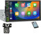 Autoradio simple DIN 7, CarPlay sans fil et Android Auto sans fil, autoradio à écran tactile avec caméra de recul 8 LED Bluetooth, lien miroir, charge rapide, EQ, TF USB Type C avec télécommande