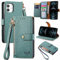 VEEMOS Zipper Wallet Case for Apple iPhone 12 / iPhone 12 Pro Phone Case with Purse Card Holders RFID Blocking Leather Flip Case Book Cover Wrist Strap Women - Green