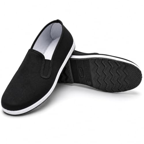 Chaussures de Tai Chi, Chaussures de Kung Fu Traditionnelles Chinoises en Toile, Chaussures d'arts Martiaux Anciennes de Pékin, Semelle en Caoutchouc Noir Unisexe